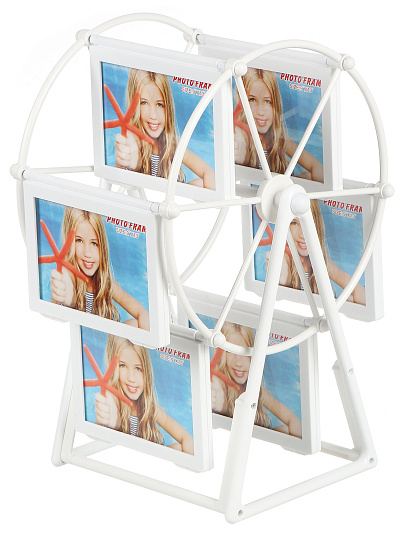 Фоторамка-коллаж на 6 фото 9х13 см, пластик, белая, Колесо обозрения, Y4-11089