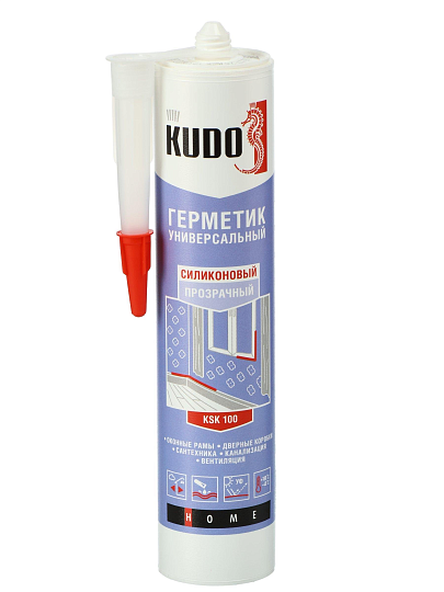 Герметик силиконовый, универсальный, KUDO, KSK-100b, 280 мл, бесцветный