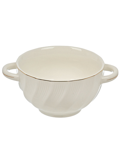 Бульонница фарфор, 4 шт, 650 мл, металлическая подставка, Золотая линия, ТМ Глория, 202357