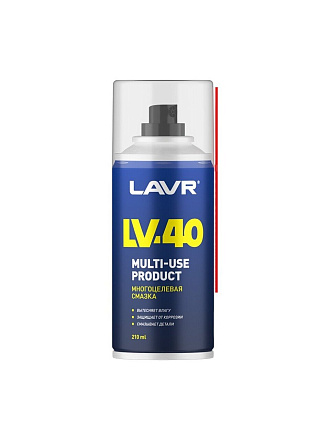 Смазка автомобильная многоцелевая, Lavr, LV-40, 210 мл, аэрозоль, Ln1484