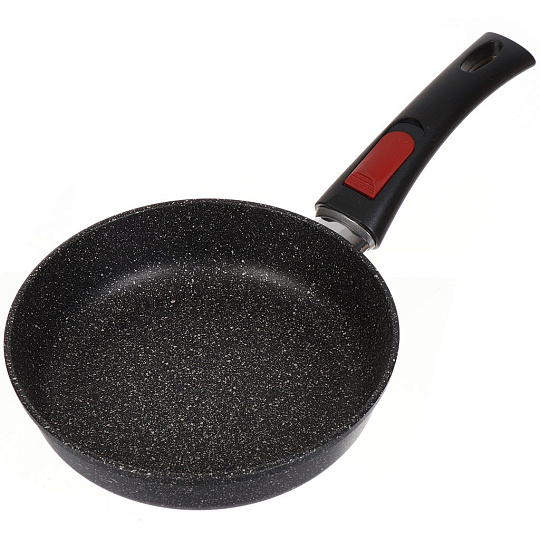 Сковорода литой алюминий, 20 см, антипригарное покрытие, Нева Металл Посуда, Гранит, съемная ручка, индукция, L18020i