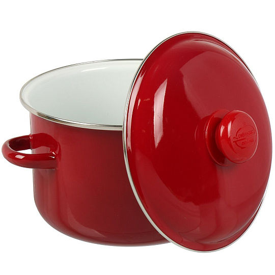 Кастрюля эмалированная сталь, 4 л, крышка сталь, цилиндрическая, Сибирские товары, 9MD201P, вишневая, индукция