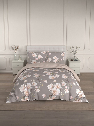 Постельное белье евро, простыня 215х240 см, 2 наволочки 70х70 см, пододеяльник 200х220 см, Silvano, сатин, Хокона