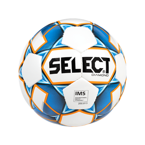 Мяч футбольный SELECT DIAMOND IMS, 810015-002 бел/син/оранж, р-р5,р/ш,32 п, окруж 68-70, 00-00005606
