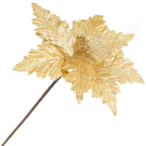 Цветок искусственный декоративный Пуансетия, 50 см, золотой, Y3-1506