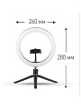 Светильник светодиодный с кольцевым плафоном и держателем смартфона на треноге, 10 Вт, с USB, черный, абажур белый, Camelion - фото 3