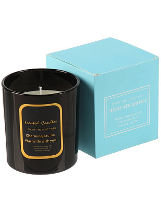 Свеча ароматическая, 9х8 см, в стакане, графит, Японская вишня, воск, А030142