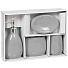 Набор для ванной 4 предмета, серый, керамика, стакан, подставка для зубных щеток, дозатор, мыльница, Y331 - фото 4