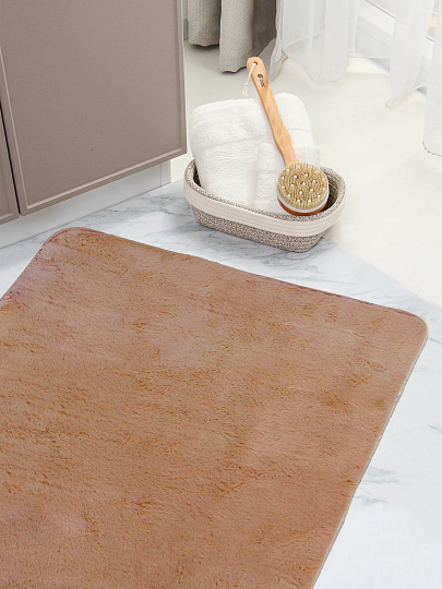 Коврик интерьерный 0.8х1.2 м, Silvano, прямоугольный, бежевый, искусственный мех, Y4-11720