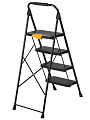 Стремянка 1 секция, 4 ступени, металл, 150 кг, широкая ступень, черный с желтым, WK2226-4 - фото 2