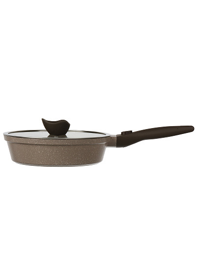 Сковорода литой алюминий, 24 см, антипригарное покрытие, Горница, Дуэт Черничный мусс, с крышкой, съемная ручка, индукция, Ис8244Дч