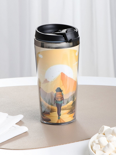 Термокружка пластик, 0.42 л, Daniks, колба нержавеющая сталь, FD-06-16-mnt