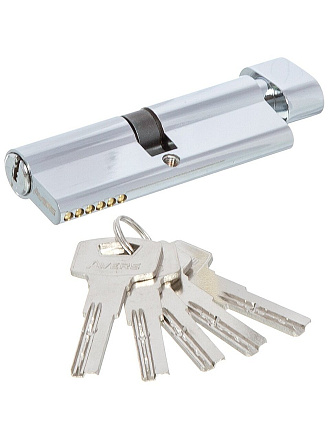 Личинка замка двери Avers, ZM-90-C-CR, 22795, ЦАМ, 90 мм, с заверткой, хром, 45/45