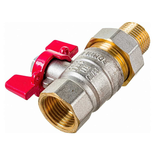 Кран для воды с американкой 1", прямой, ручка-бабочка, Rommer