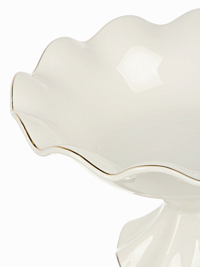 Ваза для фруктов, фарфор, на ножке, 20 см, Bonjart, Золотая линия, ТМ Глория, 202405