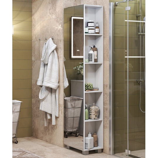 Шкаф Urban 450, МДФ, ЛДСП, 320х448х1922 мм, зеркальный, белый, пенал, VIGO, pn.URB.45