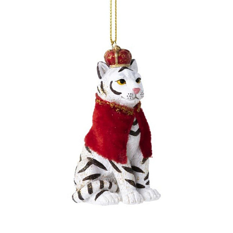 Елочное украшение Тигр в накидке, белое, 4.5х7.9х3.2 см, полирезина, 87625