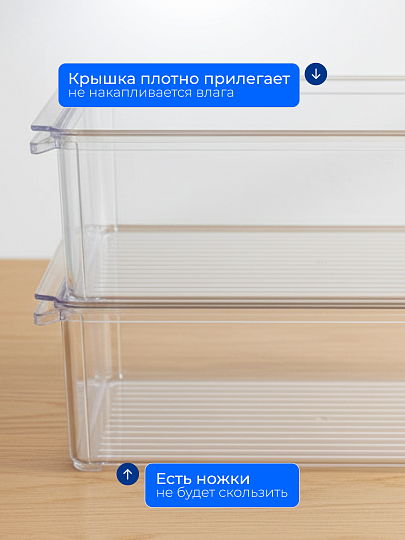 Органайзер для холодильника, 20х30х10 см, с крышкой, прозрачный, Idea, М 1587