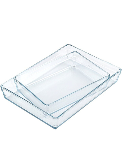 Форма для запекания стекло, 2 шт, 28.7х19.7х6, 36.7х25.7х6 см, 2.5, 4.35 л, прямоугольная, Borcam, 159128