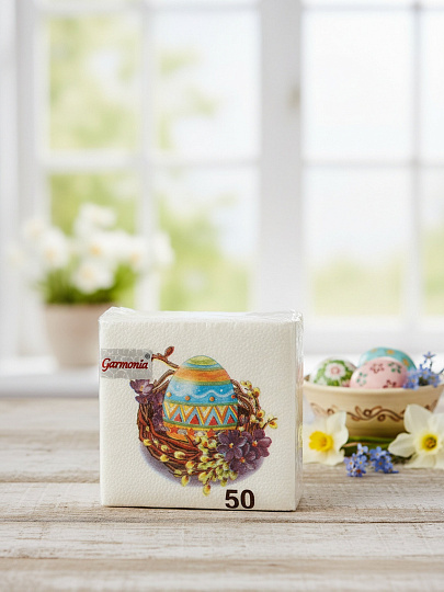 Салфетки бумажные Гармония Цвета, Пасхальные, 50 шт, 24х24 см