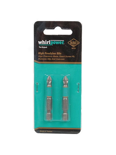 Набор бит для больших нагрузок, Whirlpower, Pz2, 50 мм, 2 шт, блистер