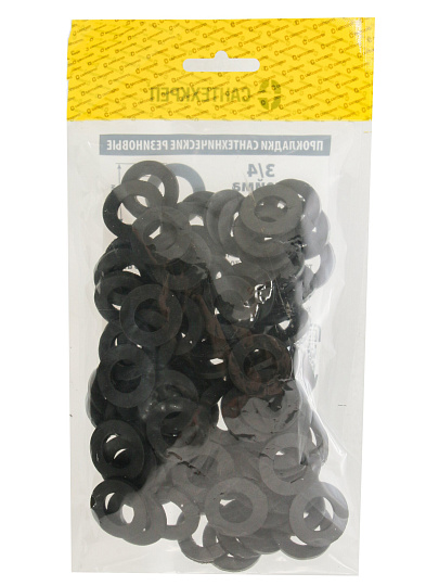 Прокладка уплотнительная 100 шт, 3/4&quot;, резина, СантехКреп, 2.8.3.Ф