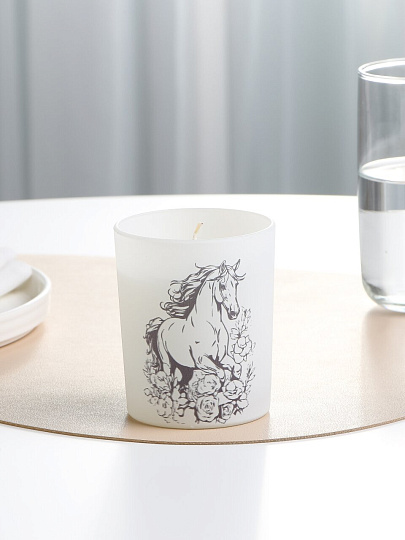 Свеча декоративная, 9.3х7.7 см, Фру-Фру, парафин, в стеклянном подсвечнике, с декором, 35 1586 1021