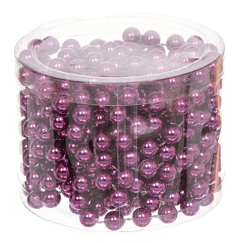 Бусы новогодние пластик, 500 см, круглые, темно-пурпурные, Merry christmas, SY16-85DP