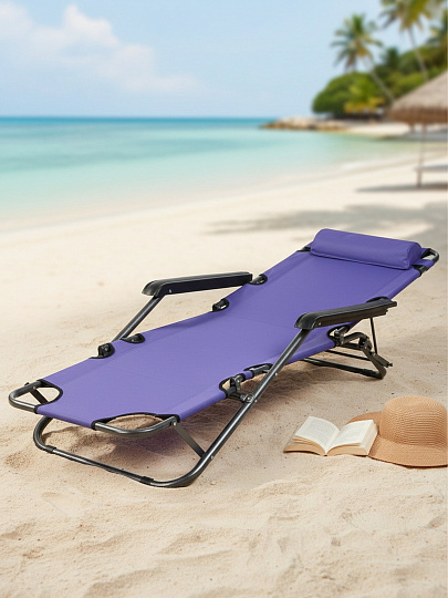 Шезлонг пляжный склад, мет-л, 153х60х80 см, 100 кг, фиолетовый, оксфорд 600D