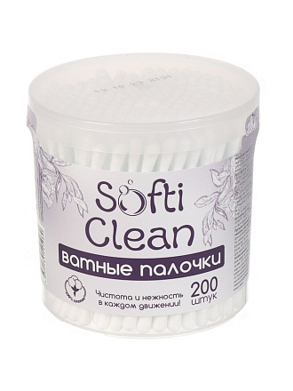 Ватные палочки 200 шт, стакан, Softi Clean