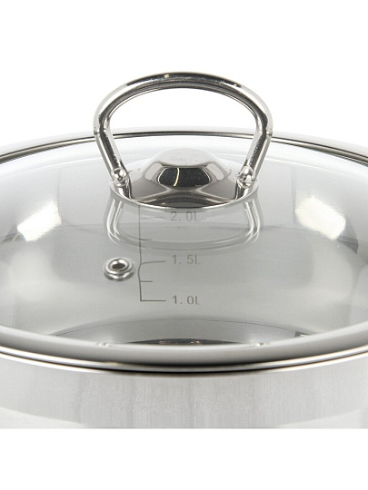 Кастрюля нержавеющая сталь, 3 л, крышка стекло, RasheL, R-30, индукция