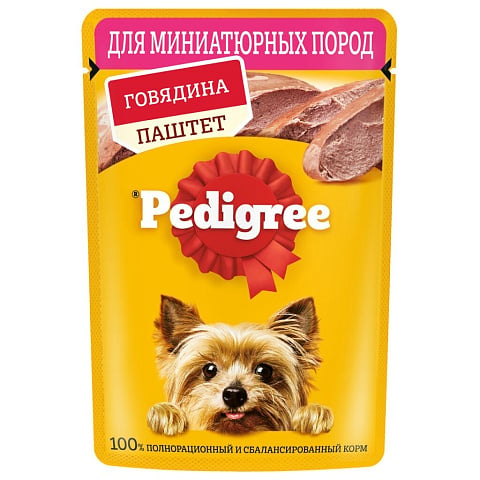 Корм для животных Pedigree, 80 г, для собак миниатюрных пород, паштет, говядина, F5882