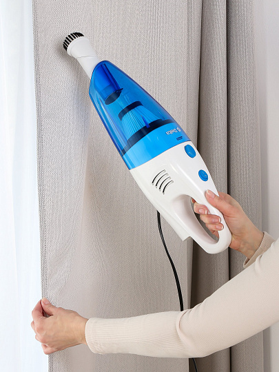 Пылесос вертикальный, Delta, DL-0849, 1000 Вт, с контейнером, 1.2 л, сухая уборка, белый с голубым