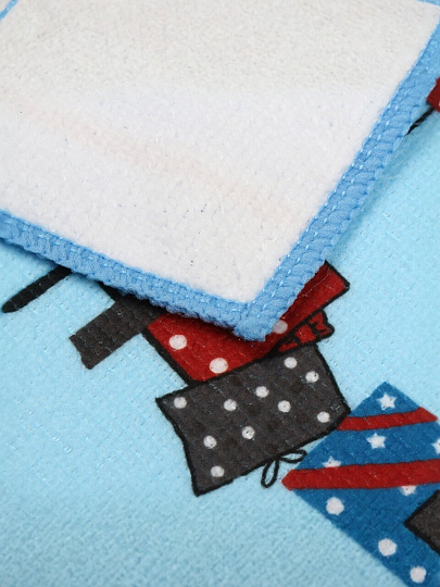 Полотенце кухонное махровое, 30х50 см, 250 г/м2, 100% полиэстер, Гномы, голубое, Китай