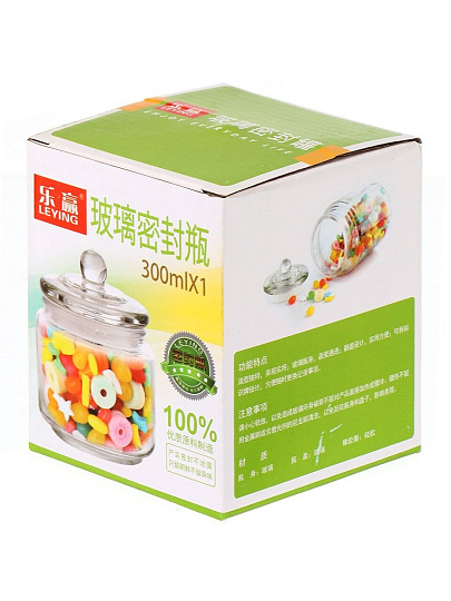 Банка для сыпучих продуктов, стекло, 0.3 л, с крышкой, Y4-6230