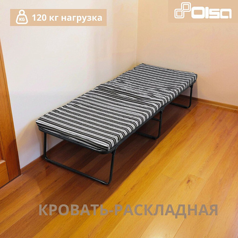 Раскладушка 194х79х38.5 см, 100 кг, Отдых, с4/17/с4/70, полумягкая, сталь, пружинная змейка, матрас в комплекте, поролон