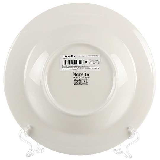 Тарелка суповая, фарфор, 23 см, круглая, White Lace, Fioretta, TDP671