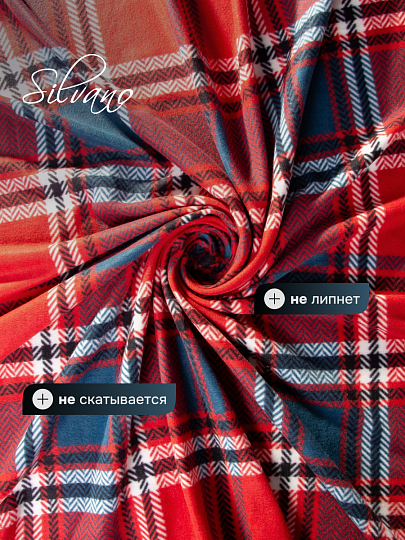 Плед 1.5-спальный, 130х170 см, флис, 100% полиэстер, Silvano, Клетка, красная клетка