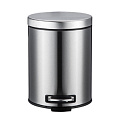 Контейнер для мусора нержавеющая сталь, 5 л, круглый, полировка сатин, педаль, Катунь, КТ-88-5С-БД