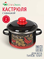 Кастрюля эмалированная сталь, 2 л, крышка сталь, цилиндрическая, СтальЭмаль, Рябина, 7RD161M/7RD161S, индукция