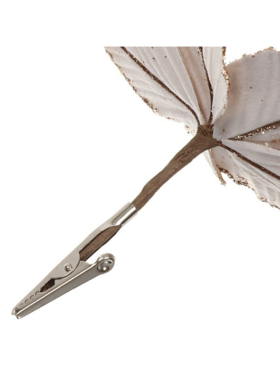 Цветок искусственный декоративный 16 см, на прищепке, шампань, Пуансеттия, Y4-4170