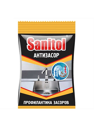 Средство от засоров Sanitol, порошок, 90 г, сухое