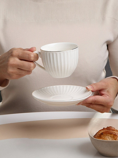 Набор чайный фарфор, 12 предметов, на 6 персон, 230 мл, ТМ Глория, Bonjart, 812-0112, подарочная упаковка