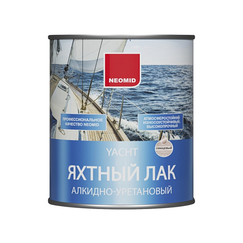 Лак Neomid, яхтный, глянцевый, алкидно-уретановый, для внутренних и наружных работ, 0.75 л