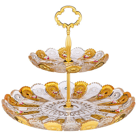 Фруктовница 2-х ярусная "Lefard gold glass" диаметр=17/30 см. высота=28,5 см., 195-161