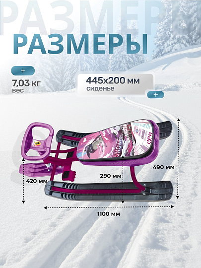 Снегокат Nika, Тимка спорт 2+, ТС2+/SL, 42 см, Slalom, бордовый каркас