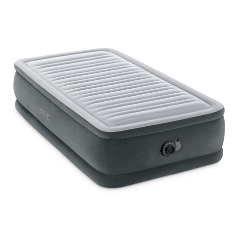Кровать надувная Intex, 191х99х46 см, Comfort-Plush, 64412ND, насос встроенный, электрический, флокированная, с сумкой, 136 кг