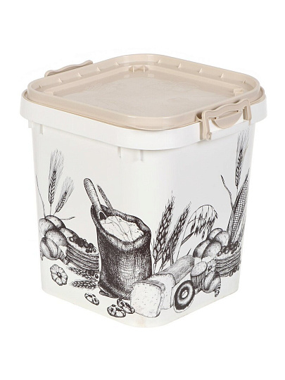 Емкость пластик, 25 л, 36.5х36.5х37.5 см, квадратная, для муки и сахара, Альтернатива, М2336