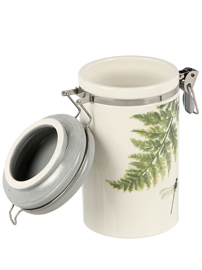 Банка для сыпучих продуктов, керамика, 0.8 л, с крышкой, с бугельным замком, Prima Collection, Дикий папоротник