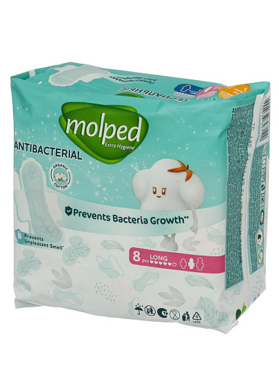 Прокладки женские Molped, Антибактериальные, Long, 8 шт